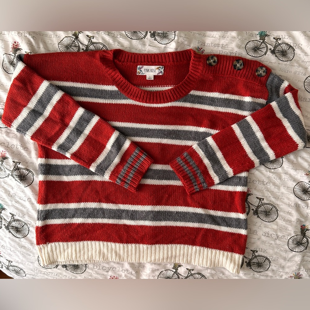Pink Rose- light fall sweater Large
